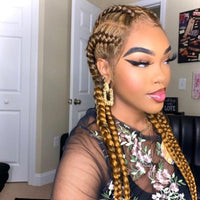 100% Hand-Braided 4 Dutch Braids 1B/27 Cornrow Braid Front Lace Wig