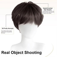 Fashion Synthetic Straight Hair Wig for Men Fluffy Short Hair Style Cosplay Wigs Natural Black Head Cover Korean Male Daily Wig