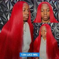 40 Inch Straight Pre Plucked Hot Red Human Hair 13x6 HD Lace Frontal Wigs For Women