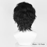 Men Synthetic Short Black Wave Curly Men Wig Anime Game Cosplay Fluffy Heat Resistant Wig for Daily Party