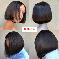8" Black Straight Bob Synthetic Wig for Women - Image 1