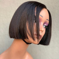 8" Black Straight Bob Synthetic Wig for Women - Image 2