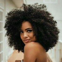 Women's Afro Curly Hairstyles Shoulder Length Synthetic Hair Wigs Kinky Curly Capless Wigs 12Inches