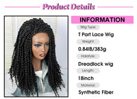 Braided Dreadlock Curly Wig 18 Inches Synthetic Soft Faux Locs Wigs Braiding Crochet Twist Hair Wigs For Black Women