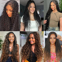 Glueless  Synthetic Goddess Box Braids Crochet Hair Wigs 24 Inches Micro Braids Wigs with Baby Hair