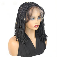 12Inch Micro Braids 6*6 Lace Front Synthetic Wigs Short Bob Box Braiding Wigs With Baby Hair