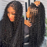32inches Synthetic Full Lace Bohemian Box Braided Wig with Baby Hair