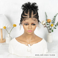 Full Lace Synthetic Cornrow Braided Wigs with Baby Hair Short Afro Curly Knotless Braided Lace Wig