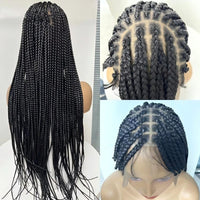 32" Front Braiding Bangs Synthetic Wig Knotless Box Braided Wigs For Women