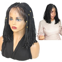12Inch Micro Braids 6*6 Lace Front Synthetic Wigs Short Bob Box Braiding Wigs With Baby Hair