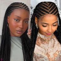 Tribal Cornrow Braided Wigs 36" Long Synthetic Full Lace African Hair Braids Wigs