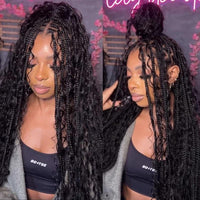 32inches Synthetic Full Lace Bohemian Box Braided Wig with Baby Hair