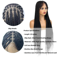 32" Front Braiding Bangs Synthetic Wig Knotless Box Braided Wigs For Women