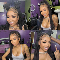 36Inch Synthetic Long Box Braided Wig Full Lace Straight Knotless Braid Wig With Baby Hair