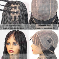 32" Front Braiding Bangs Synthetic Wig Knotless Box Braided Wigs For Women