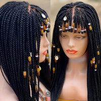 32" Front Braiding Bangs Synthetic Wig Knotless Box Braided Wigs For Women