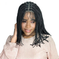 12Inch Micro Braids 6*6 Lace Front Synthetic Wigs Short Bob Box Braiding Wigs With Baby Hair