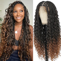 Glueless  Synthetic Goddess Box Braids Crochet Hair Wigs 24 Inches Micro Braids Wigs with Baby Hair