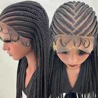 Tribal Cornrow Braided Wigs 36" Long Synthetic Full Lace African Hair Braids Wigs
