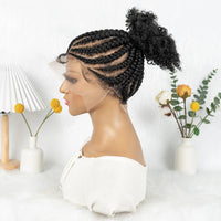 Full Lace Synthetic Cornrow Braided Wigs with Baby Hair Short Afro Curly Knotless Braided Lace Wig