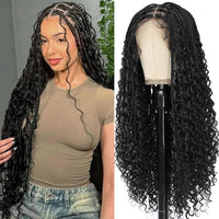 Glueless  Synthetic Goddess Box Braids Crochet Hair Wigs 24 Inches Micro Braids Wigs with Baby Hair