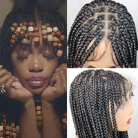 32" Front Braiding Bangs Synthetic Wig Knotless Box Braided Wigs For Women
