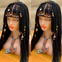 32" Front Braiding Bangs Synthetic Wig Knotless Box Braided Wigs For Women