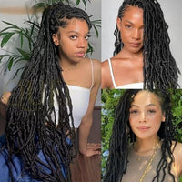 40" Butterfly Locs Synthetic Wig 360 Full Lace Soft Braided Senegalese Twist Hair Style