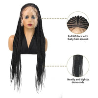 32" Synthetic Knotless Transparent Full Lace Cornrow Braided Wigs