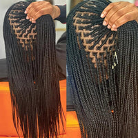 36Inch Synthetic Long Box Braided Wig Full Lace Straight Knotless Braid Wig With Baby Hair