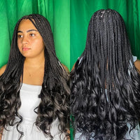 28Inch Synthetic Wigs Knotless Box Braids With Curly End Blonde Full Lace Wig