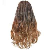 Synthetic Colored Box Braided Wigs With Curly Hair End Knotless Blonde Full Lace Wig 28Inch