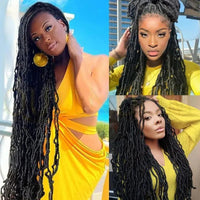 40" Butterfly Locs Synthetic Wig 360 Full Lace Soft Braided Senegalese Twist Hair Style