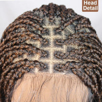 Synthetic Colored Box Braided Wigs With Curly Hair End Knotless Blonde Full Lace Wig 28Inch