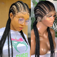 36 Inches Cornrows Braided Wigs Synthetic Full Lace Jumbo Braided Wigs