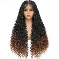 Glueless  Synthetic Goddess Box Braids Crochet Hair Wigs 24 Inches Micro Braids Wigs with Baby Hair