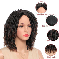 Braided Wigs For Women Synthetic Wig Ombre Braided Dreadlock Wig Black Brown Red African Faux Locs Crochet Twist Hair Short Wigs