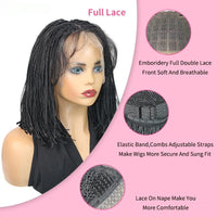 12Inch Micro Braids 6*6 Lace Front Synthetic Wigs Short Bob Box Braiding Wigs With Baby Hair
