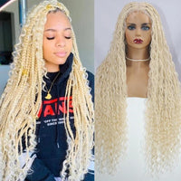 32inches Synthetic Full Lace Bohemian Box Braided Wig with Baby Hair