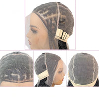 28Inch Synthetic Wigs Knotless Box Braids With Curly End Blonde Full Lace Wig
