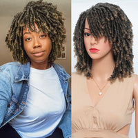 Braided Wigs For Women Synthetic Wig Ombre Braided Dreadlock Wig Black Brown Red African Faux Locs Crochet Twist Hair Short Wigs