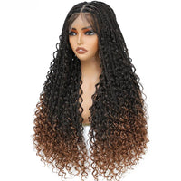 Glueless  Synthetic Goddess Box Braids Crochet Hair Wigs 24 Inches Micro Braids Wigs with Baby Hair