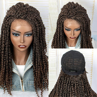 Braided Dreadlock Curly Wig 18 Inches Synthetic Soft Faux Locs Wigs Braiding Crochet Twist Hair Wigs For Black Women