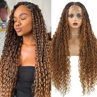 32inches Synthetic Full Lace Bohemian Box Braided Wig with Baby Hair