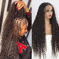 32inches Synthetic Full Lace Bohemian Box Braided Wig with Baby Hair