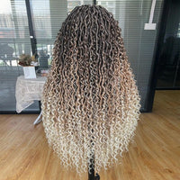 Goddess Faux Locs Braided Wigs Full Lace Curly Synthetic Wig with Baby Hair