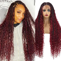 32inches Synthetic Full Lace Bohemian Box Braided Wig with Baby Hair
