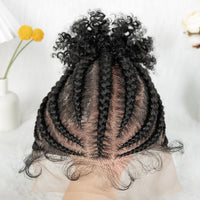 Full Lace Synthetic Cornrow Braided Wigs with Baby Hair Short Afro Curly Knotless Braided Lace Wig