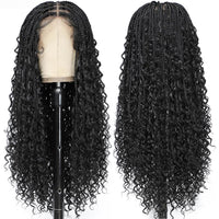 Glueless  Synthetic Goddess Box Braids Crochet Hair Wigs 24 Inches Micro Braids Wigs with Baby Hair