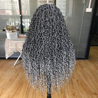 Goddess Faux Locs Braided Wigs Full Lace Curly Synthetic Wig with Baby Hair